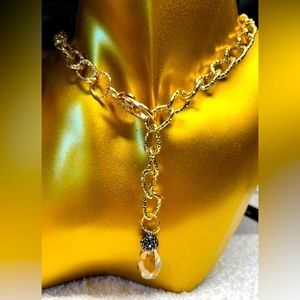 Bold chunky collar dangle gold necklace
